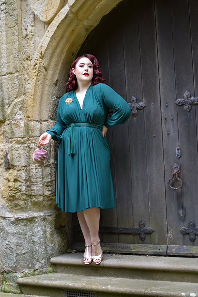 Green Claudia dress by Alexandra King for Deadly is the Female plus size fit review Miss Amy May
