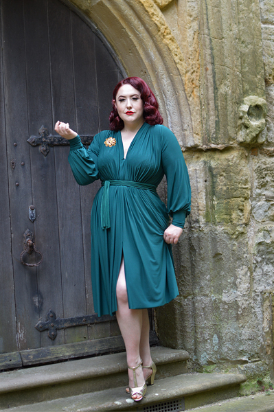 Green Claudia dress by Alexandra King for Deadly is the Female plus size fit review Miss Amy May 