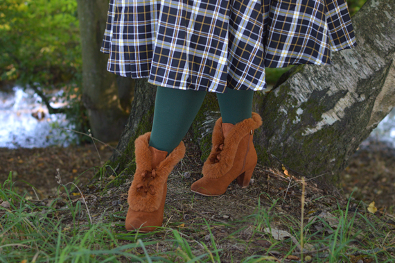 Brown Tatiana boots Lulu Hun Caterina Geek check print swing dress Collectif Vintage fit plus size review Miss Amy May pinup