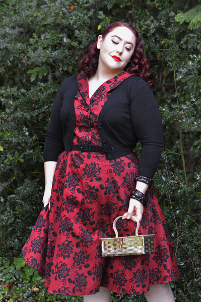 Elegant Floral Florence Dress gifted by Lady V London fit size review plus size pinup Miss Amy May