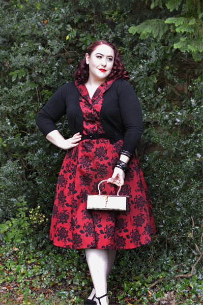 Elegant Floral Florence Dress gifted by Lady V London fit size review plus size pinup Miss Amy May