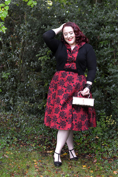 Elegant Floral Florence Dress gifted by Lady V London fit size review plus size pinup Miss Amy May