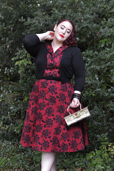 Elegant Floral Florence Dress gifted by Lady V London fit size review plus size pinup Miss Amy May