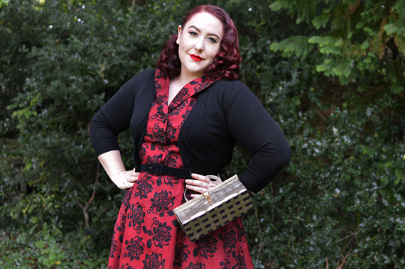 Elegant Floral Florence Dress gifted by Lady V London fit size review plus size pinup Miss Amy May