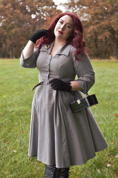 Miss Candyfloss gifted Leontine-Silver dress fit size review plus size pinup Miss Amy May