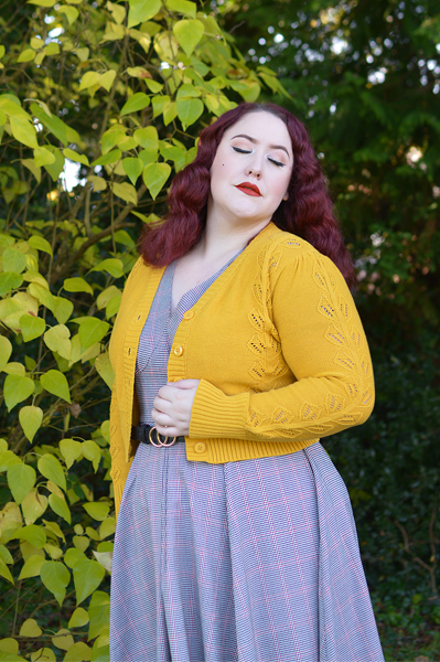 Voodoo Vixen Julia 40s knit cardigan plus size pinup fit review Miss Amy May