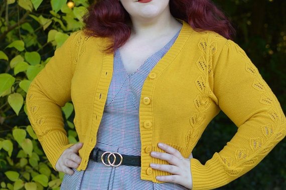Voodoo Vixen Julia 40s knit cardigan plus size pinup fit review Miss Amy May