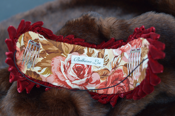 Burgundy Large Daisy hat Belbeina lee handmade vintage fascinator Miss Amy May