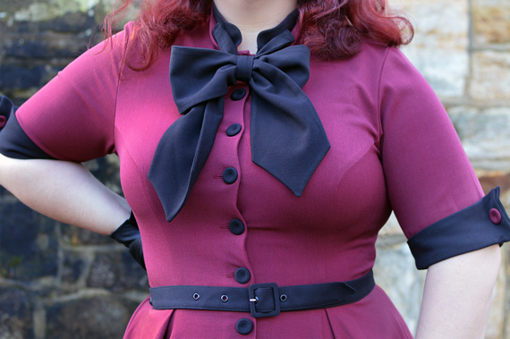 Edelie-Lee-Burgundy dress gifted by Miss Candyfloss Acid Doll collaboration fit size review plus size pinup Miss Amy May