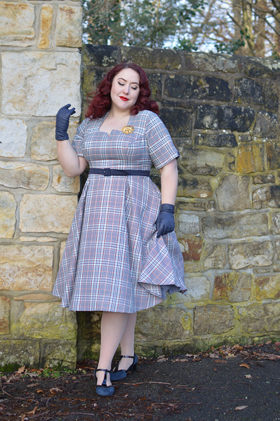 Tatum-lee tartan dress Dear Marilyn gifted by Miss Candyfloss fit size review plus size pinup Miss Amy May