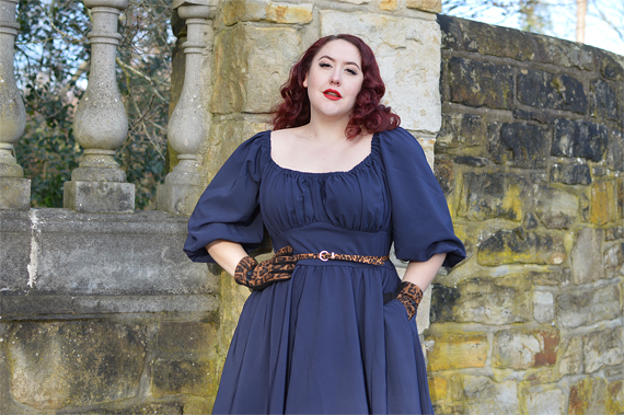 Vixen by Micheline Pitt Vacation peasant dress 60s plus size fit review miss Amy May