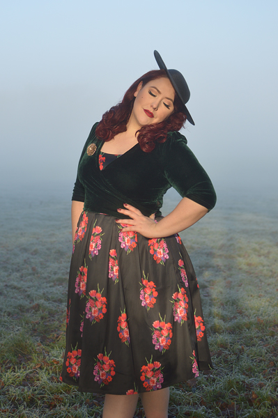 Dolly & Dotty Amanda dress black satin pink red rose floral print gifted fit size review plus size pinup Miss Amy May