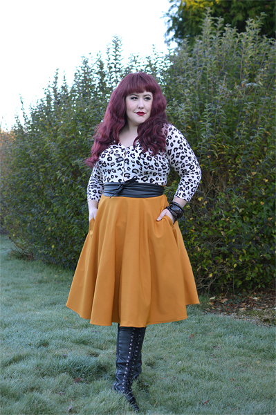 Amelie 50s mustard skirt Hell Bunny gifted Miss Amy May plus size pinup fit size review discount code Amymay20!% hellbunny.com