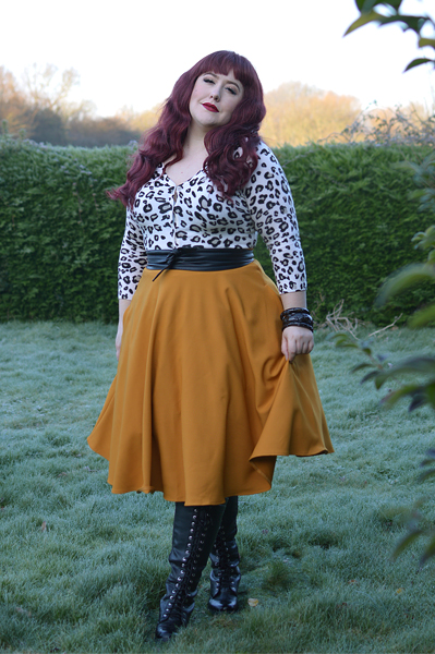 Amelie 50s mustard skirt Hell Bunny gifted Miss Amy May plus size pinup fit size review discount code Amymay20!% hellbunny.com