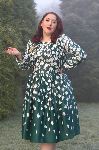 Dolly and Dotty Annie 50s dress Green Myrtle Snowdrop print matching Betty jacket dress set plus size fit review pinup Miss Amy May