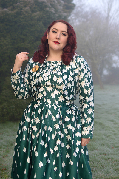 Dolly and Dotty Annie 50s dress Green Myrtle Snowdrop print matching Betty jacket dress set plus size fit review pinup Miss Amy May