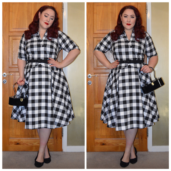 Miss Amy May Chanelle-Lou dress [gifted by] Miss Candyfloss Vintage Style Bag [gifted by] Lola Von Rose Lucilla Block heels by JustFab  [Referral link for money off]