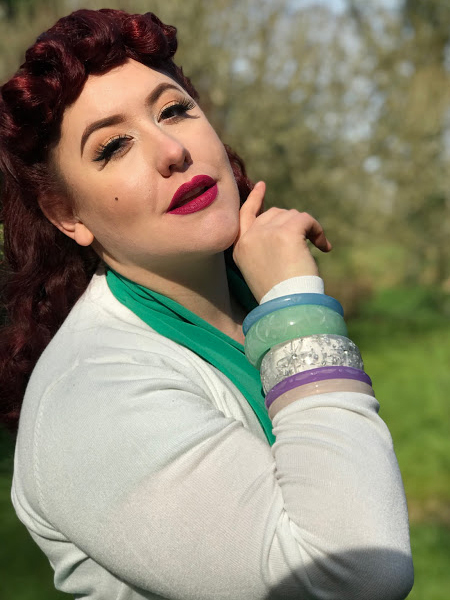 Mint Sorbet, Parma Violet, Frosty, Coconut, Rose and Sherbet bangles by Splendette