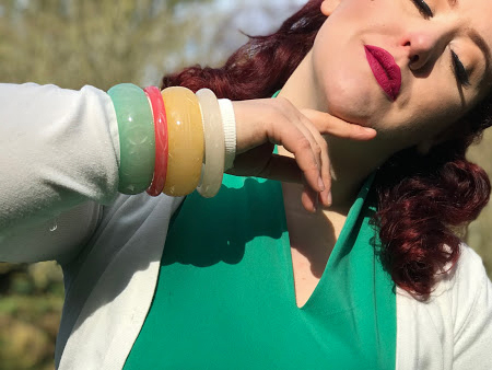 Mint Sorbet, Parma Violet, Frosty, Coconut, Rose and Sherbet bangles by Splendette