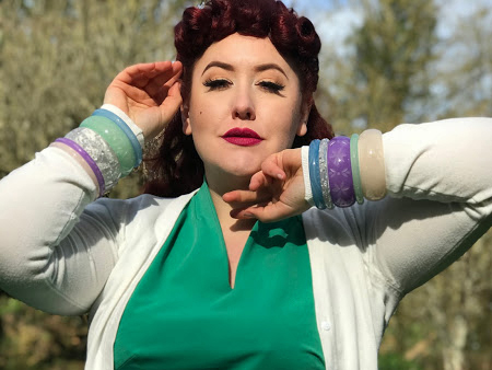 Mint Sorbet, Parma Violet, Frosty, Coconut, Rose and Sherbet bangles by Splendette