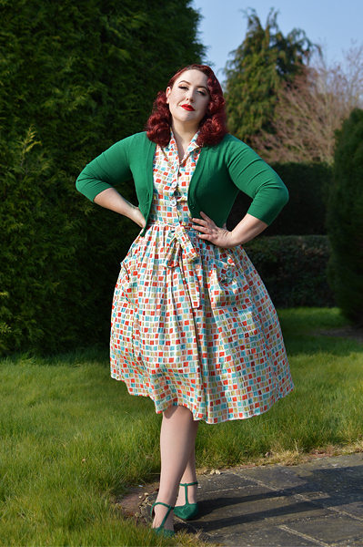 Square Print Shirt Dress gifted by Love UR Look plus size pinup Miss Amy May fit size review