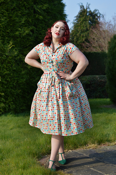 Square Print Shirt Dress gifted by Love UR Look plus size pinup Miss Amy May fit size review