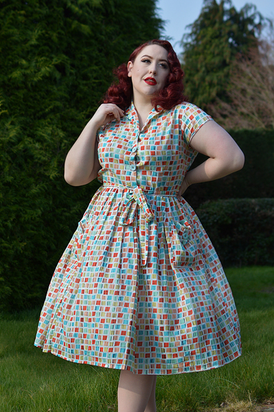 Square Print Shirt Dress gifted by Love UR Look plus size pinup Miss Amy May fit size review