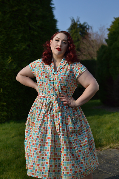 Square Print Shirt Dress gifted by Love UR Look plus size pinup Miss Amy May fit size review