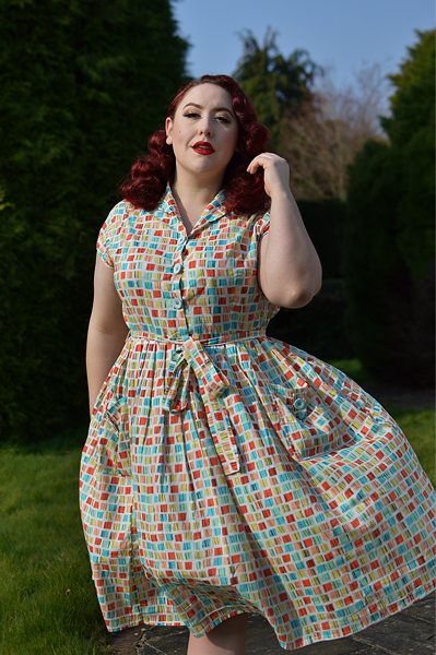 Square Print Shirt Dress gifted by Love UR Look plus size pinup Miss Amy May fit size review