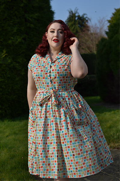 Square Print Shirt Dress gifted by Love UR Look plus size pinup Miss Amy May fit size review