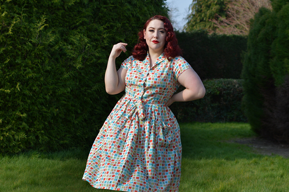 Square Print Shirt Dress gifted by Love UR Look plus size pinup Miss Amy May fit size review