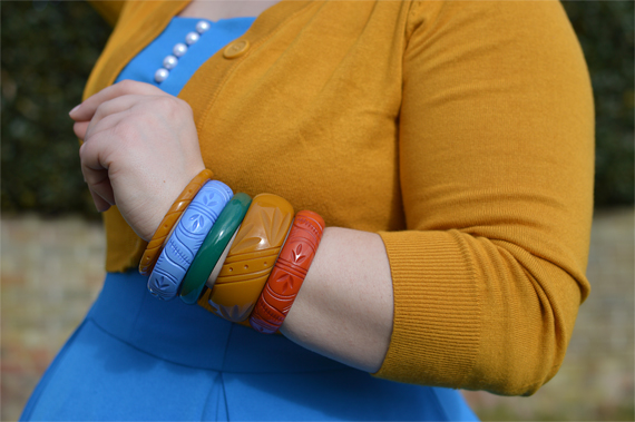 Miss Amy May features vintage inspired rockabilly jewellery small business Bow and Crossbones, carved bangles, bangle stacks