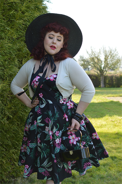 : Black Kalani 50s dress gifted by Hell Bunny Discount code Amymay20!% for 20% off hellbunny.com plus size pinup fit size review Miss Amy May