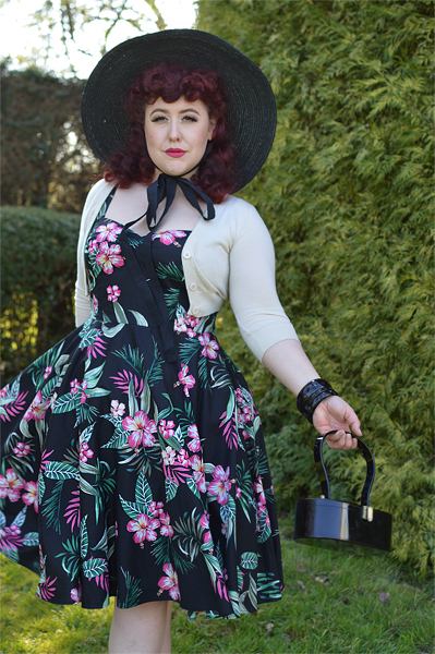 : Black Kalani 50s dress gifted by Hell Bunny Discount code Amymay20!% for 20% off hellbunny.com plus size pinup fit size review Miss Amy May