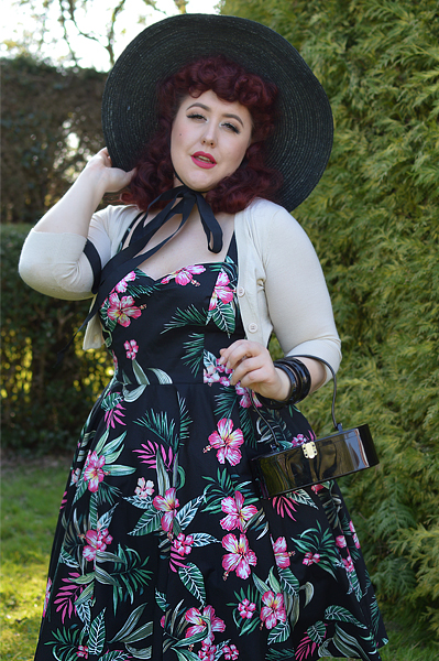 : Black Kalani 50s dress gifted by Hell Bunny Discount code Amymay20!% for 20% off hellbunny.com plus size pinup fit size review Miss Amy May