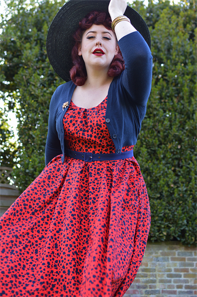 Plus size pinup Miss Amy May fit reviews the Flava-Rose dress gifted by Miss Candyfloss