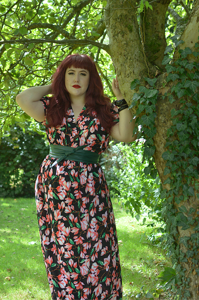 Fit and size review of the Mia Suri Floral Maxi Dress by Dolly & Dotty by plus sized pinup Miss Amy May