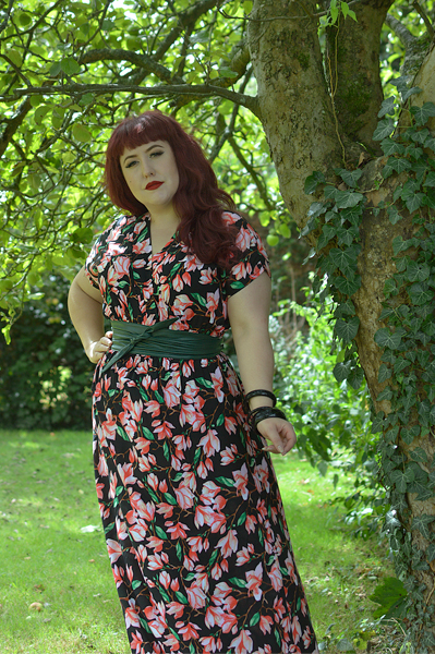 Fit and size review of the Mia Suri Floral Maxi Dress by Dolly & Dotty by plus sized pinup Miss Amy May