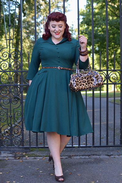 Fit and size review of the Gabriella Swing dress gifted by Hearts and Roses London by plus size pinup Miss Amy May