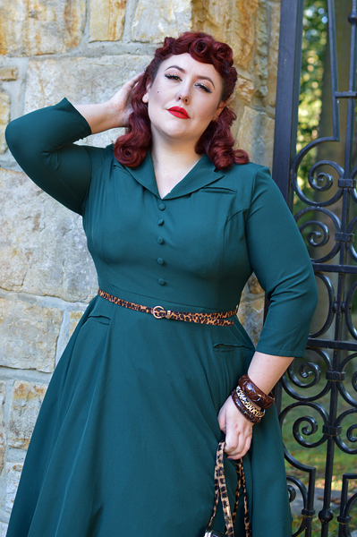Fit and size review of the Gabriella Swing dress gifted by Hearts and Roses London by plus size pinup Miss Amy May