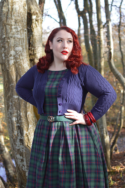 Fit and size review by plus size pinup Miss Amy May of the Annie Retro Check dress gifted by Dolly & Dotty