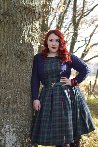 Fit and size review by plus size pinup Miss Amy May of the Annie Retro Check dress gifted by Dolly & Dotty