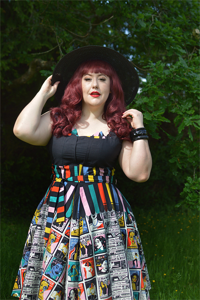 Plus size pinup Miss Amy May models the Empower You Panel dress gifted by Love UR Look for a fit and size review
