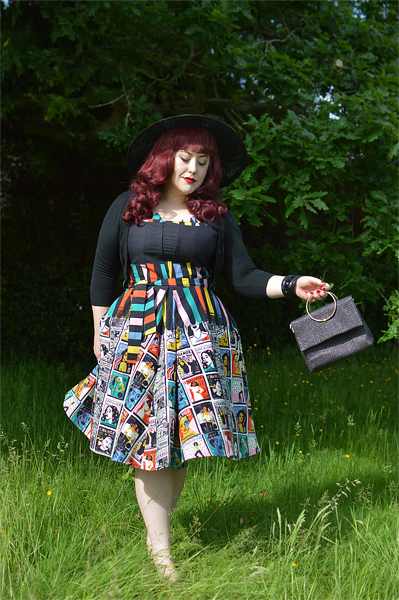 Plus size pinup Miss Amy May models the Empower You Panel dress gifted by Love UR Look for a fit and size review