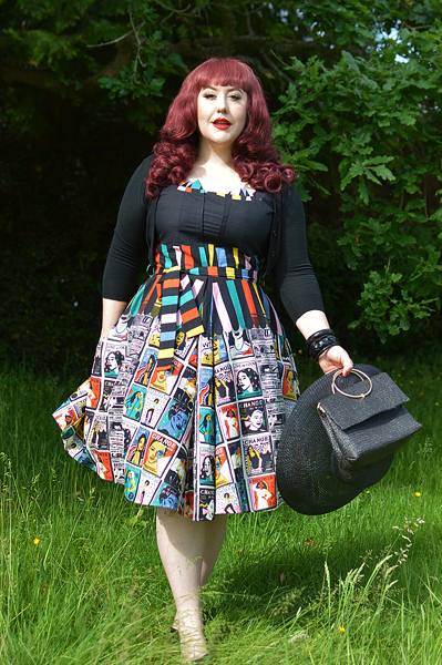Plus size pinup Miss Amy May models the Empower You Panel dress gifted by Love UR Look for a fit and size review