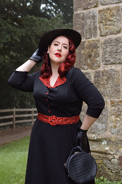 Plus size pinup Miss Amy May models the Lynette Animal print dress by Timeless London for a fit and sizing review