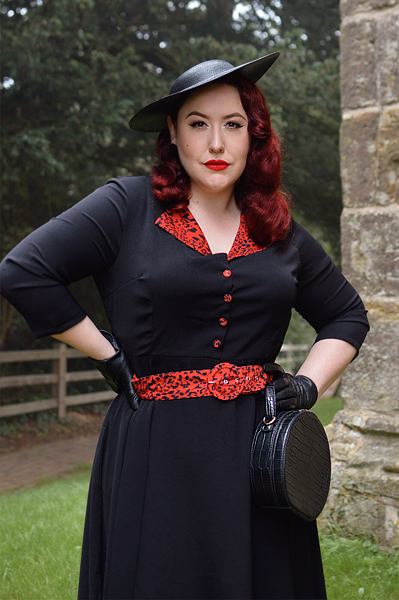Plus size pinup Miss Amy May models the Lynette Animal print dress by Timeless London for a fit and sizing review