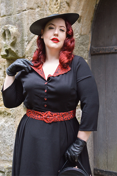 Plus size pinup Miss Amy May models the Lynette Animal print dress by Timeless London for a fit and sizing review