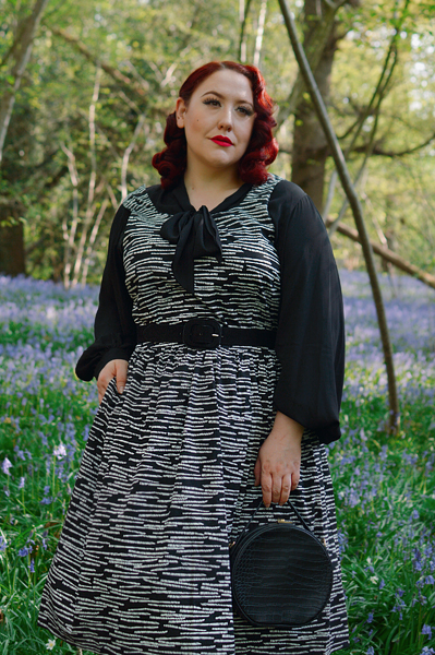 Plus size pinup Miss Amy May models the Margaret sundress by Horrockses Fashion x Joanie Clothing collaboration line for a fit and size review