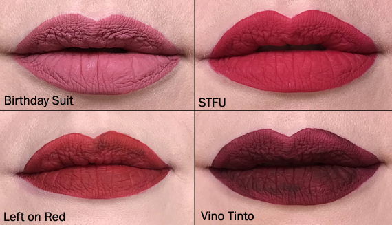 Sleek Matte Me XXL liquid lipstick swatches in natural lighting